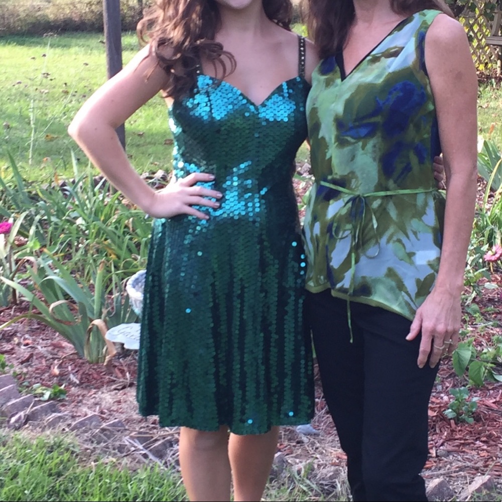 Vintage Emerald Green Sequin Formal Dress: Size SM - Picture 8 of 8